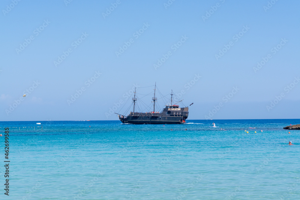 Crystal clear blue water of Mediterranean sea on Fig tree beach in Protaras, Cyprus Crystal clear blue water of Mediterranean sea on Fig tree beach in Protaras, Cyprus