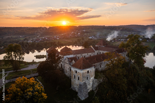 Aerial view on Svirzh castle in Lviv region photo