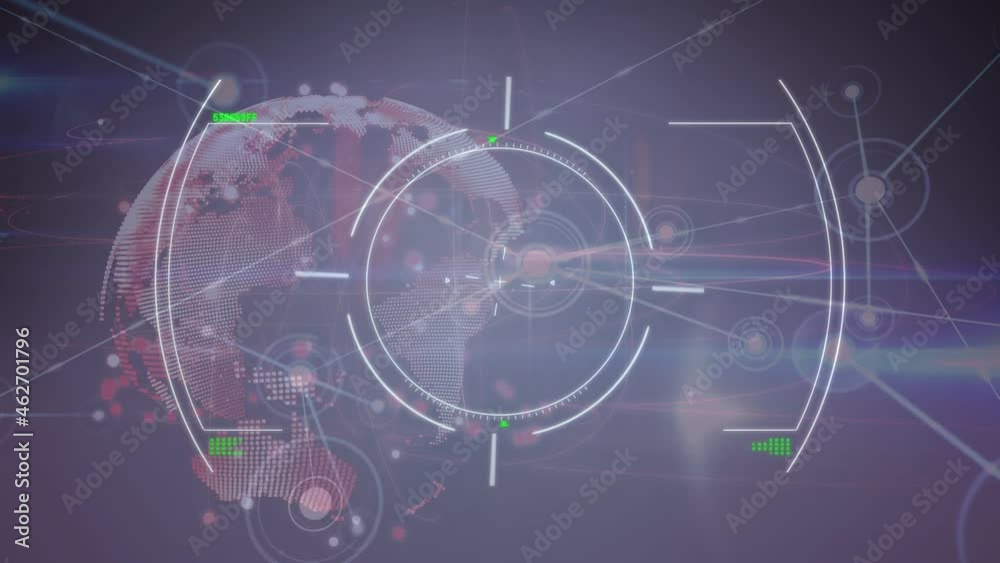 Animation of moving target and globe on dark background Animation of moving target and globe on dark background