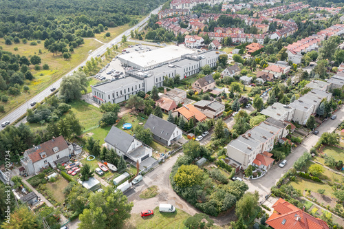 Aerial view of the city of Wroclaw, residential areas, summer time