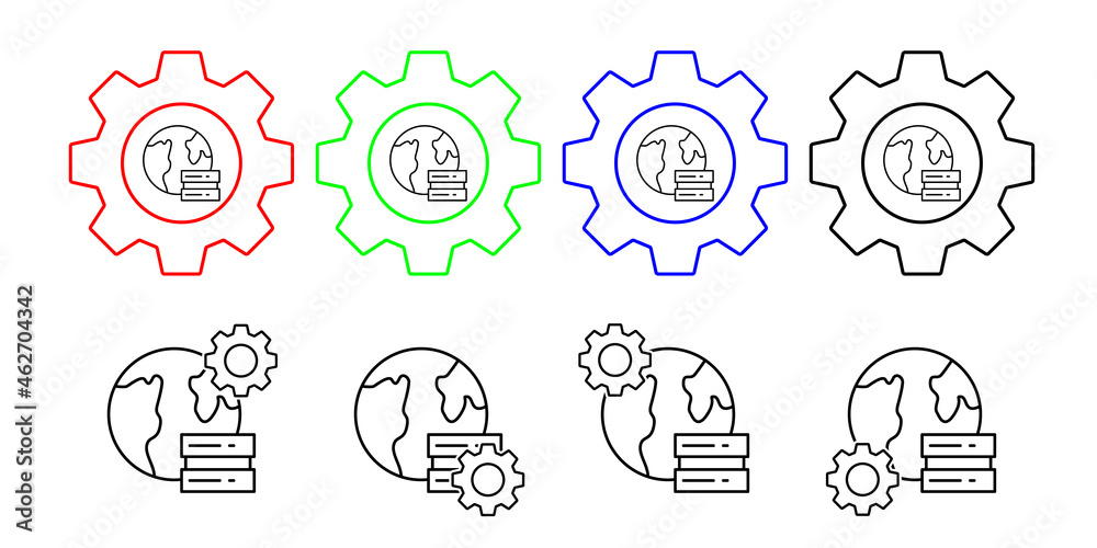 Data vector icon in gear set illustration for ui and ux, website or mobile application