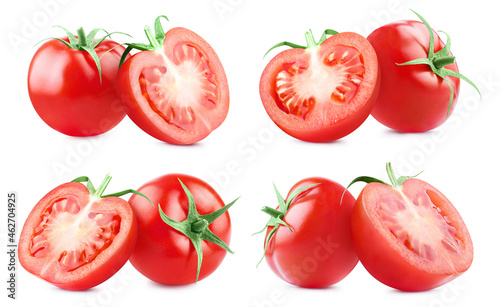 Ripe tomatoes set, isolated on white background