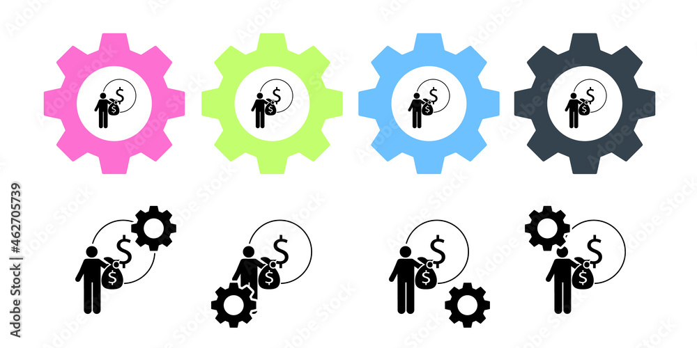 Money, investing, coin vector icon in gear set illustration for ui and ux, website or mobile application