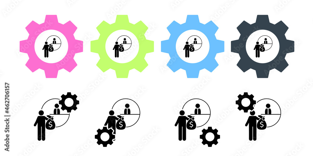 Businessman, investor vector icon in gear set illustration for ui and ux, website or mobile application Businessman, investor vector icon in gear set illustration for ui and ux, website or mobile application