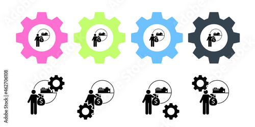 Building, investor vector icon in gear set illustration for ui and ux, website or mobile application © rashadaliyev