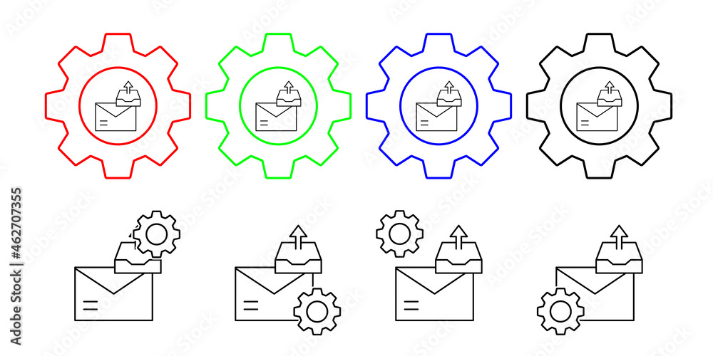 Email, spam, inbox, message vector icon in gear set illustration for ui and ux, website or mobile application Email, spam, inbox, message vector icon in gear set illustration for ui and ux, website or mobile application