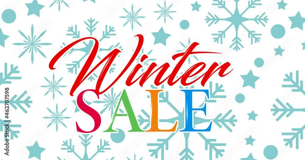 Animation of winter sale text over stars Animation of winter sale text over stars