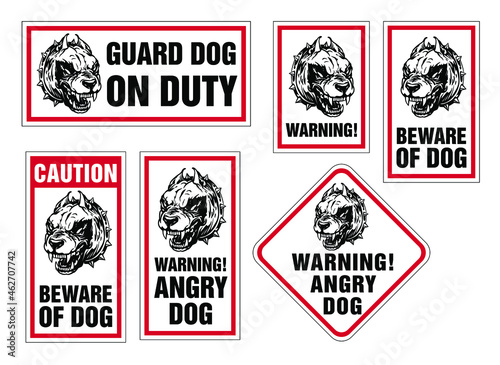Beware of dog and Angry Dog warning sign.