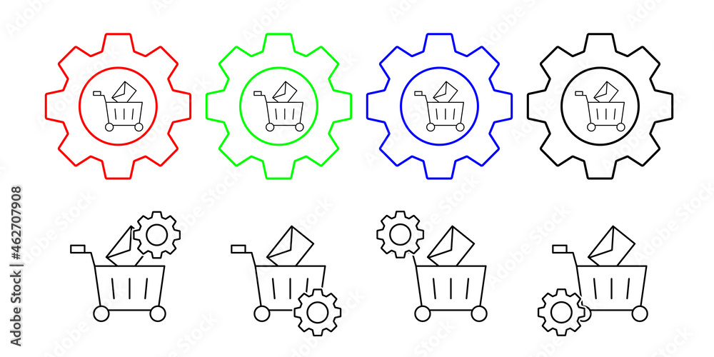 Online, email, send vector icon in gear set illustration for ui and ux, website or mobile application Online, email, send vector icon in gear set illustration for ui and ux, website or mobile application