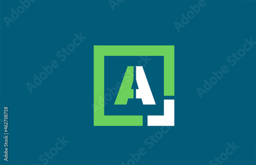 blue green letter A alphabet logo design icon for business
