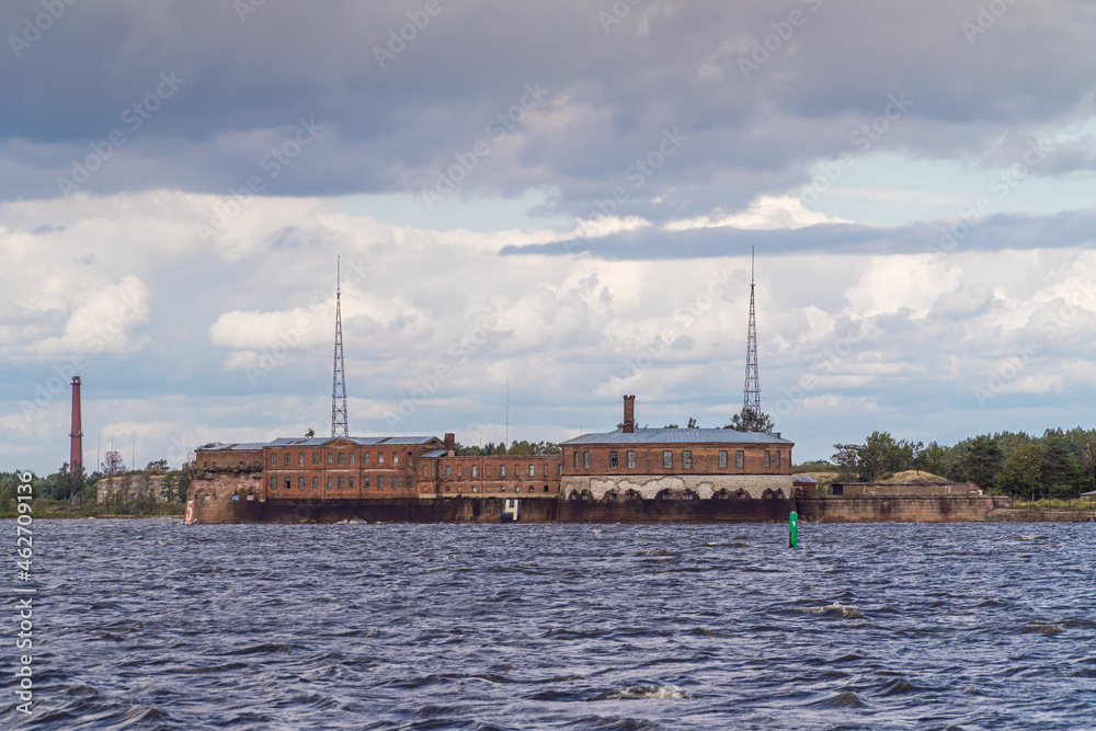 Russia. Saint-Petersburg. August 15, 2021. Fort Peter I, located on the southern coast of Kronstadt.