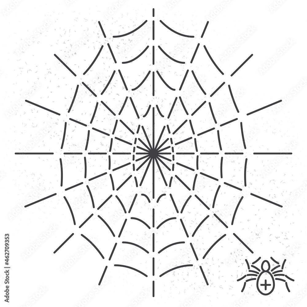 Obraz premium Spider and Egg Shape Web Single Line Style Icon as Halloween Holidays Advertising Decoration Template - Black on White Background - Flat Graphic Design