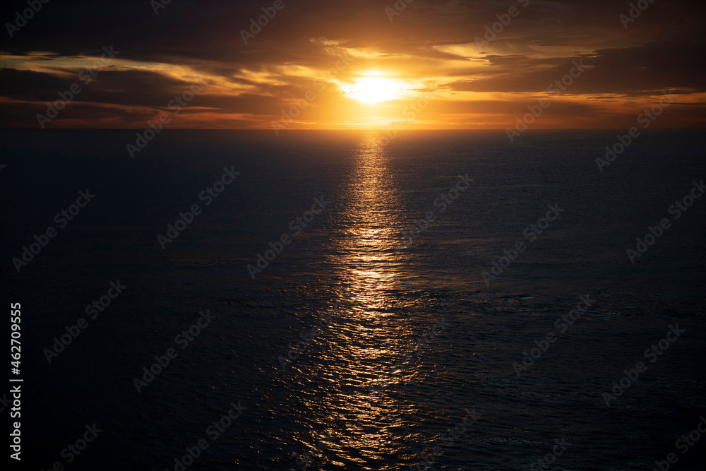 Spring sunset over the Pacific Ocean off Baja California, Mexico