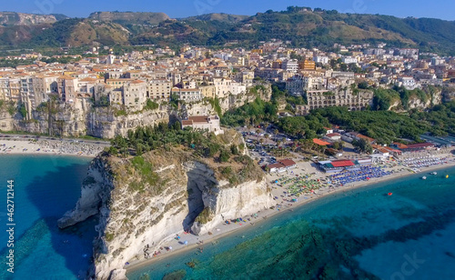 Fototapeta Naklejka Na Ścianę i Meble -  Aerial view of Tropea, beautiful coastline of Calabria, Italy, Summer Season