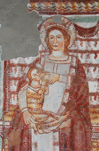 Madonna allattante in trono  affresco nell antica chiesetta di San Biagio  presso Levico  Trento 