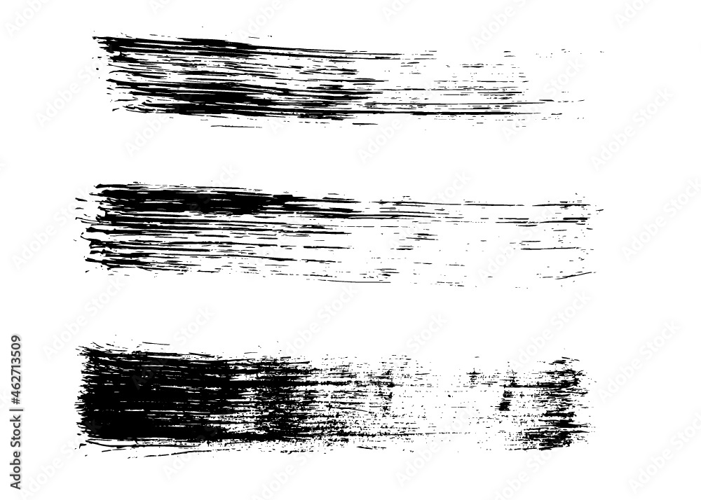 Grunge dry paint brush strokes, vector, isolated