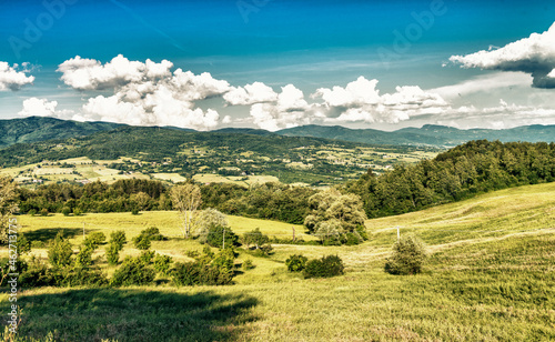 Beautiful spring colors of Bibbiena in Tuscany photo