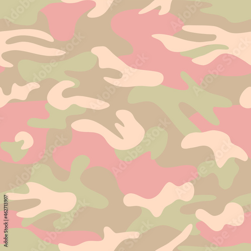 Camouflage seamless pattern in delicate colors for printing on fabrics for children's and sportswear