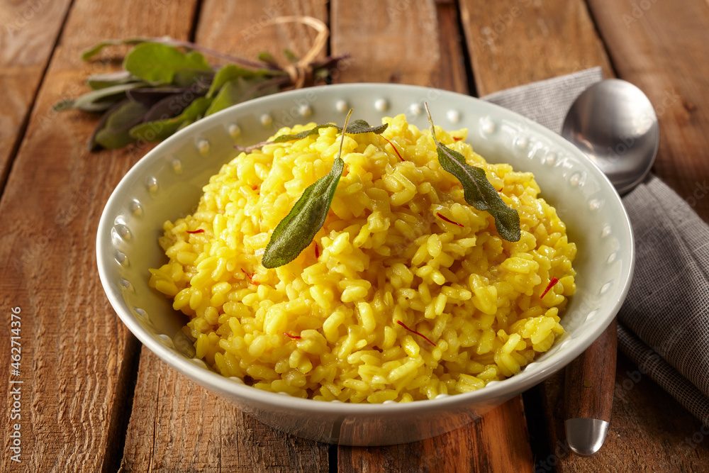 Saffron risotto with sage leaves Saffron risotto with sage leaves