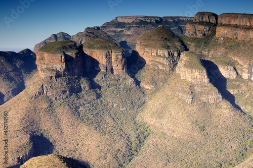 South Africa, Mpumalanga, Scenic view of Three Rondavels in Blyde River Canyon photo