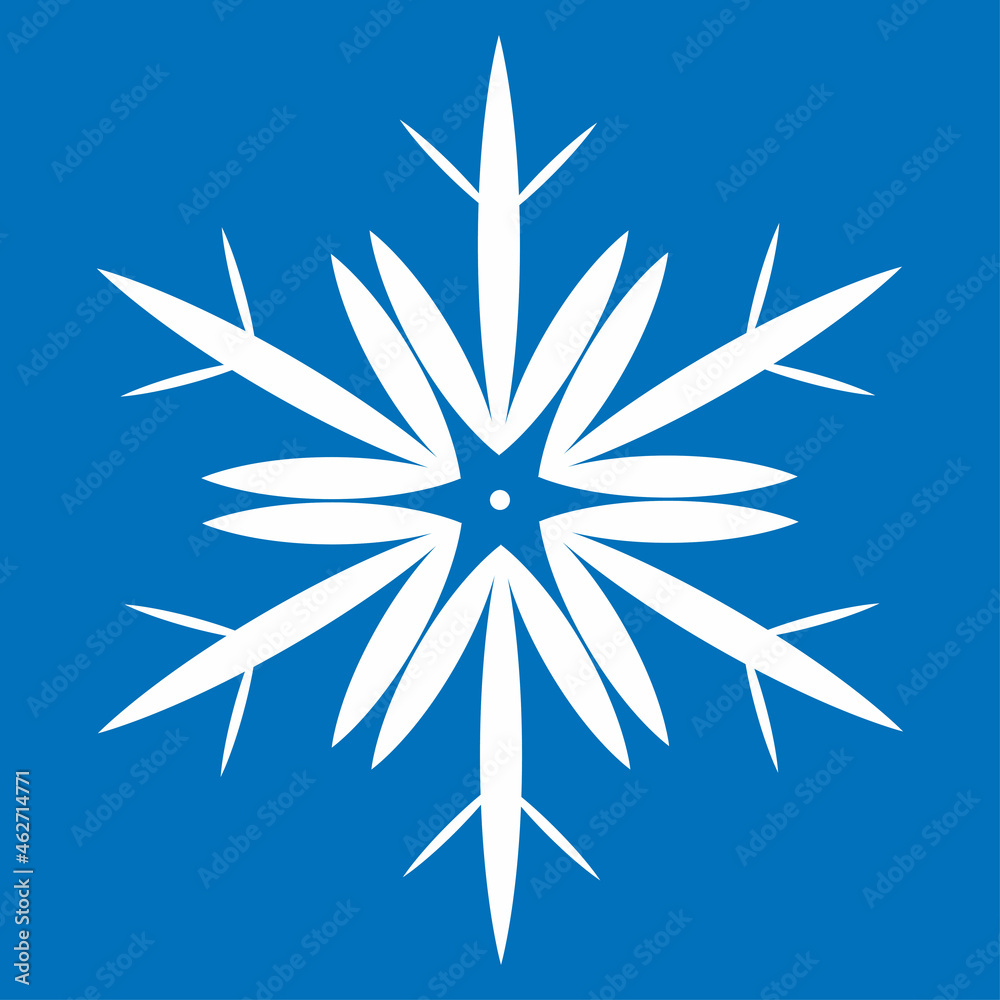White snowflake on blue background, vector illustration White snowflake on blue background, vector illustration