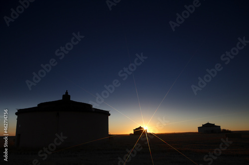 Spain, Province of Zamora, Dovecote in Otero de Sariegos at sunset photo