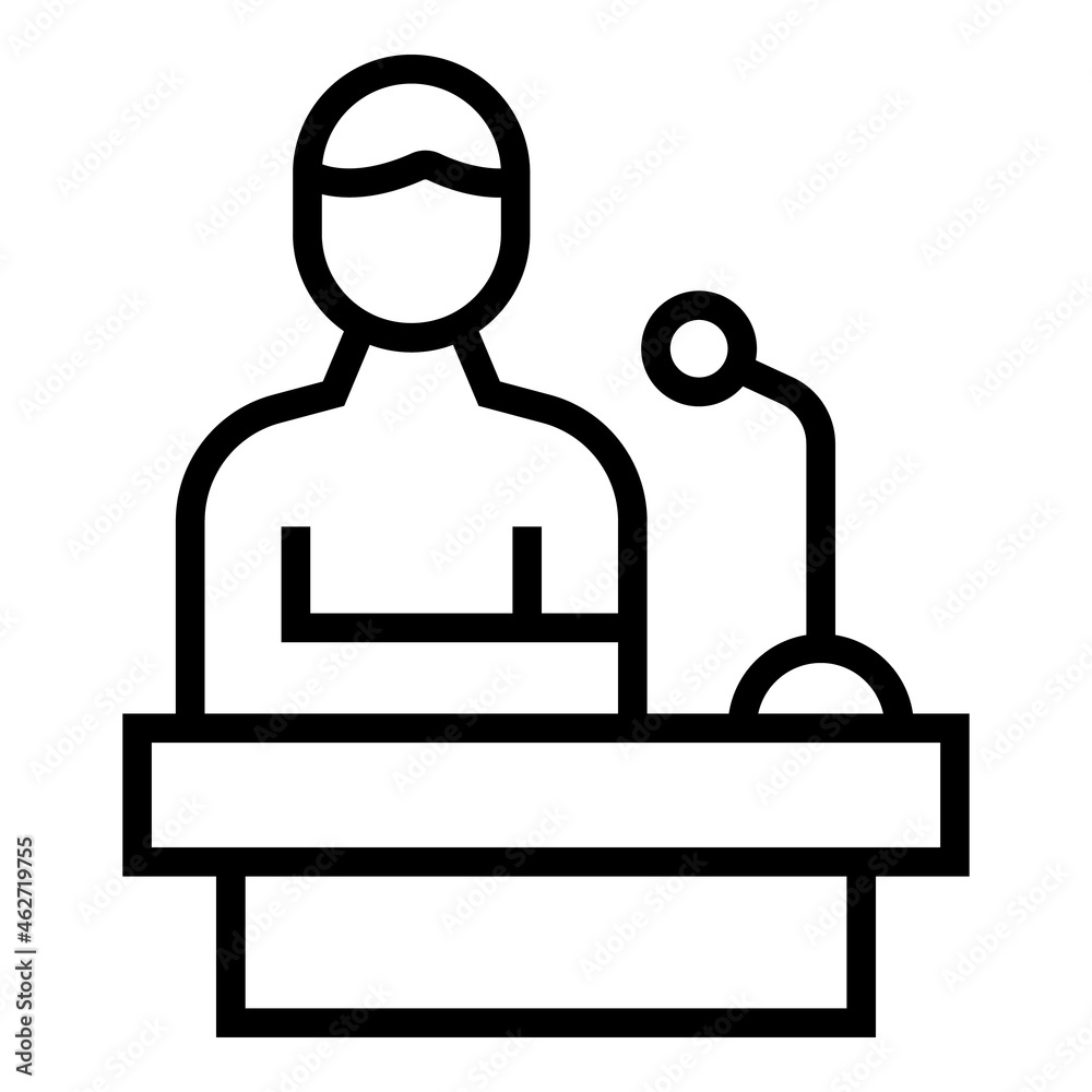 Fototapeta premium Speaker icon outline vector. Seminar presentation. Person man