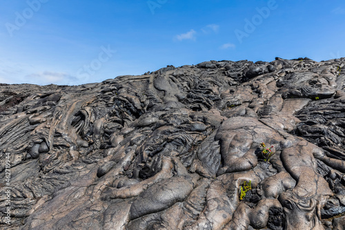 USA, Hawaii, Volcanoes National Park, lava fields along the Chain of Craters Road photo