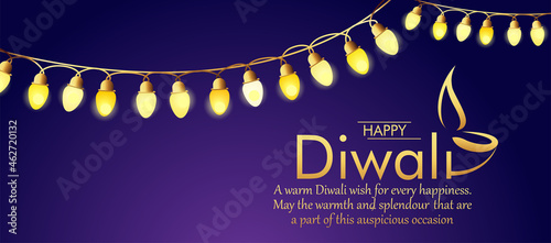 Happy Diwali, Festival of lights ,Vector illustration and Beautiful greeting card for celebration of shubh deepawali