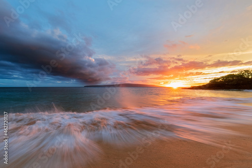 Big Beach at sunset, Makena Beach State Park, Maui, Hawaii, USA