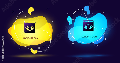 Black Browser incognito window icon isolated on black background. Abstract banner with liquid shapes. Vector