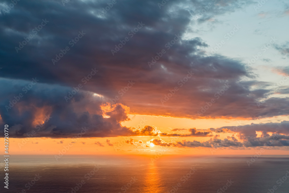 Reunion, West Coast, Saint-Leu, Sunset over sea