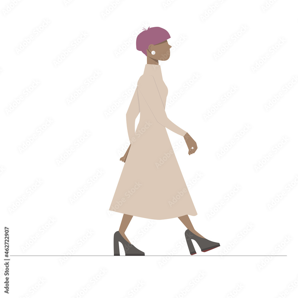 Stylish Afro American girl in fashion clothes. Vector illustration. Stylish Afro American girl in fashion clothes. Vector illustration.