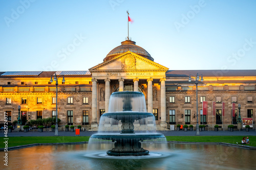 Germany, Hesse, Wiesbaden, Fountain in front of Kurhaus photo