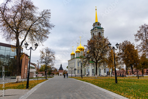 Russia, Tula Oblast, Tula, Footpath across public park in front of All Saints Cathedral photo