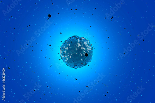 Three dimensional render of single blue stem cell photo