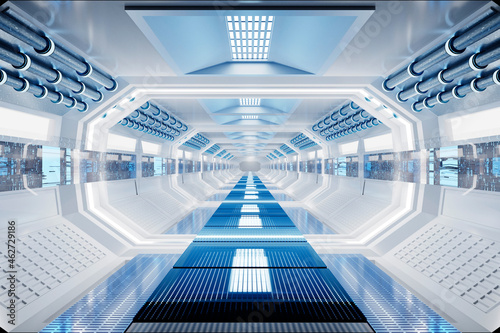 3D rendering interior of space station