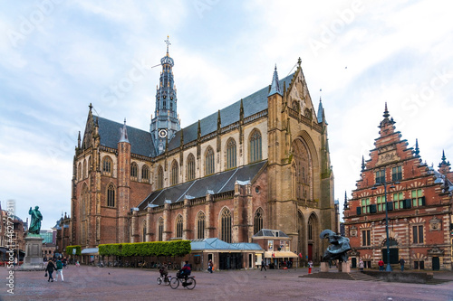 Netherlands, North Holland, Haarlem, Grote Kerk cathedral on Grote Markt square photo