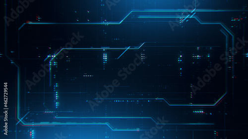 Abstract technology background. Computer interface hud illustration texture. Blue futuristic pattern for modern sci fi concept.