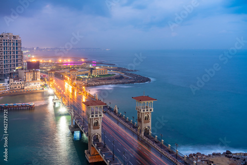 Egypt, Alexandria, Stanley bridge at sunrise