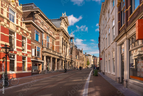 Netherlands, South Holland, Leiden, Historic houses along Breestraat street photo