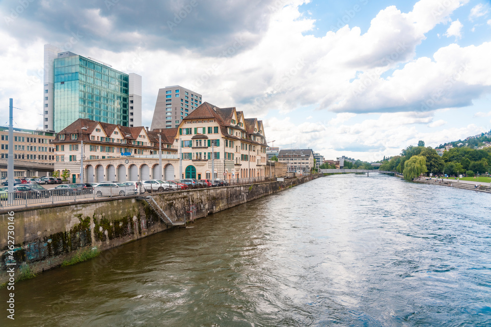 Switzerland, Zurich, Limmat river and buildings Switzerland, Zurich, Limmat river and buildings
