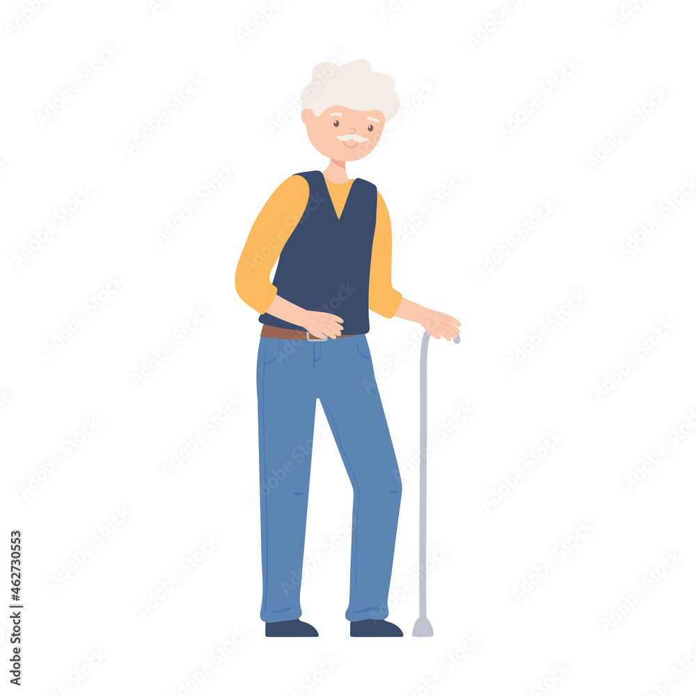 old man with walk cane