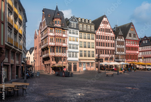 Germany, Frankfurt, Roemerberg, Old town square with half timbered houses photo