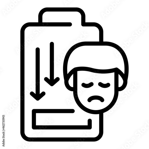 Low man energy icon outline vector. Panic attack. Mental disorder