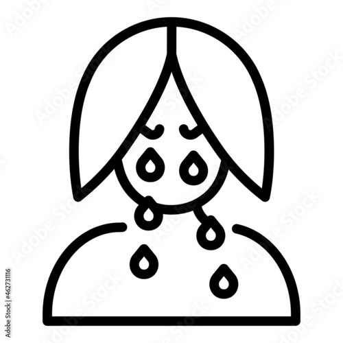 Girl crying icon outline vector. Mental fear. Panic attack