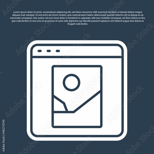 Blue line Photo retouching icon isolated on blue background. Photographer, photography, retouch icon. Vector