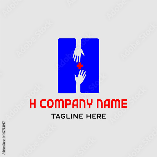 h company name for hospital or medicine logo design
