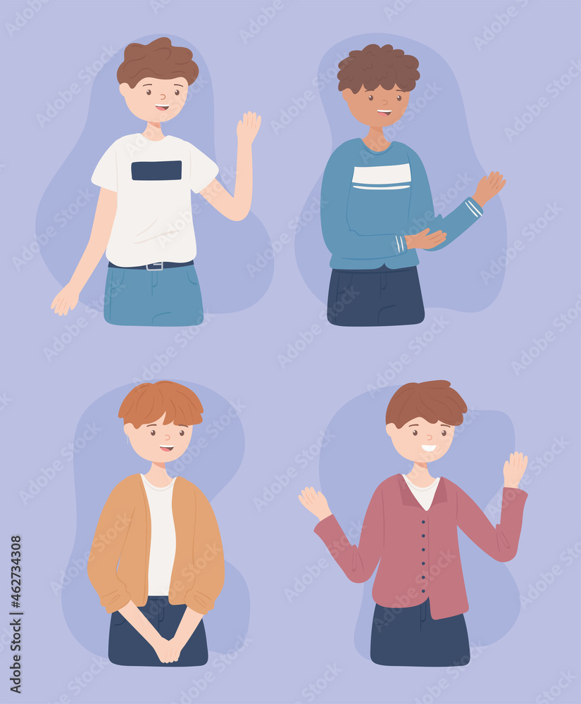 set of young men set of young men
