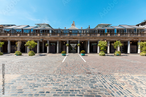 UK, London, Empty Covent Garden market and square on a sunny day photo